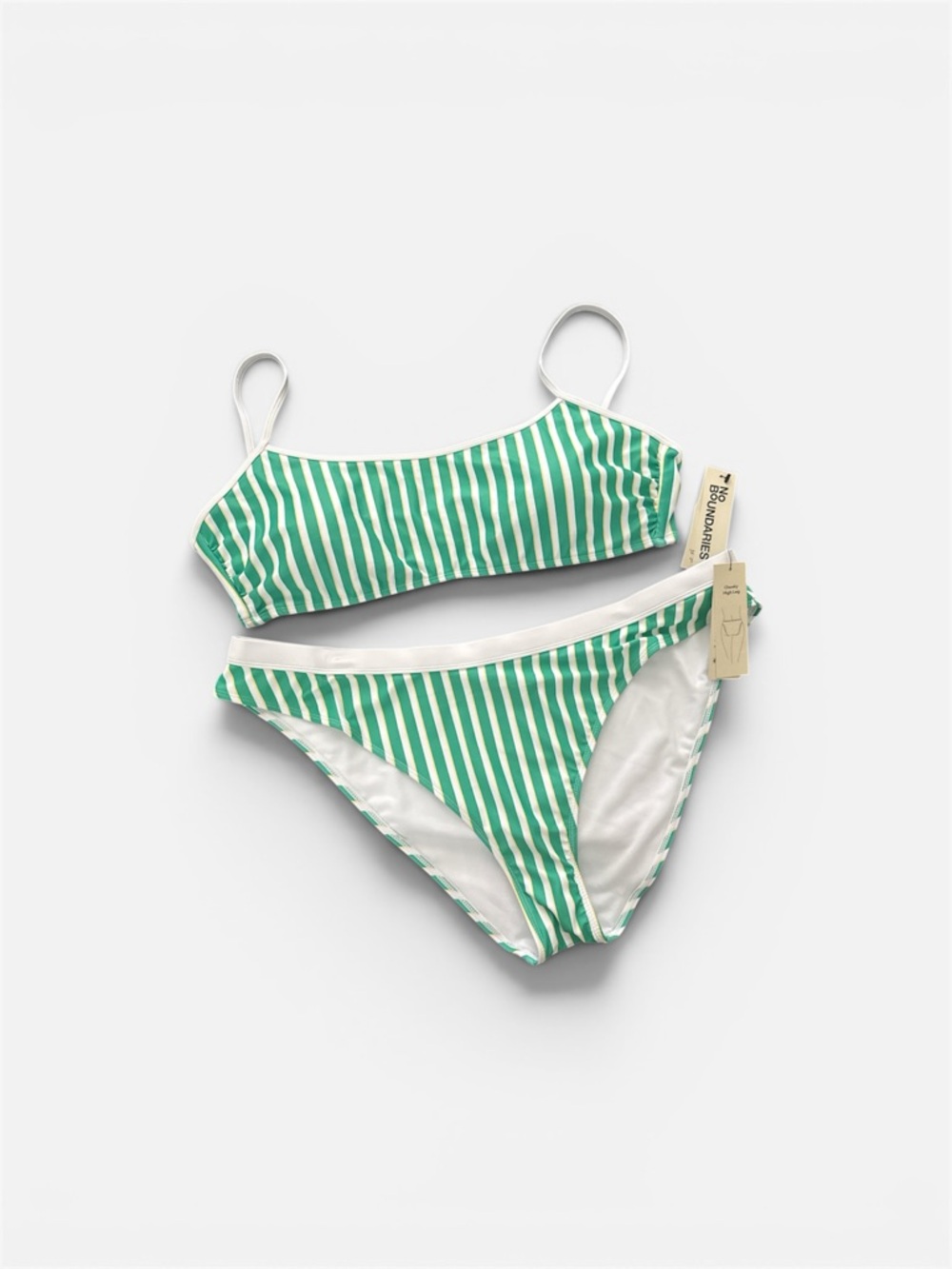 NWT XXL Green and White Striped Bikini Set